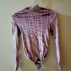 Velvet long sleeved bodysuit